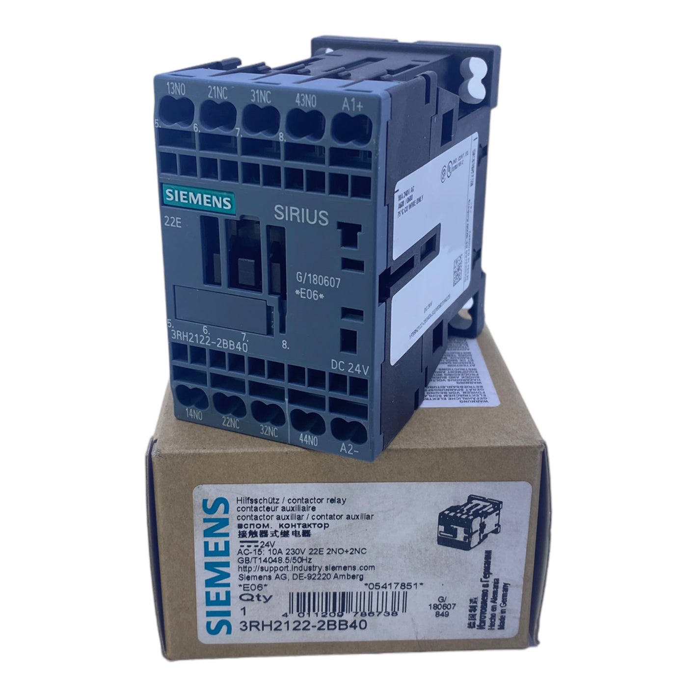 Siemens 3RH2122-2BB40 power contactor 10A 230V 2NO+2NC 