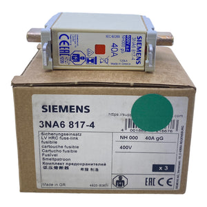 Siemens 3NA6817-4 NH fuse link 40A 400V PU: 3PCS 