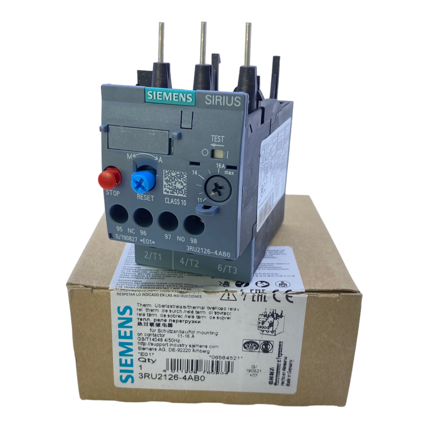 Siemens 3RU2126-4AB0 overload relay 690V 11...16 A 