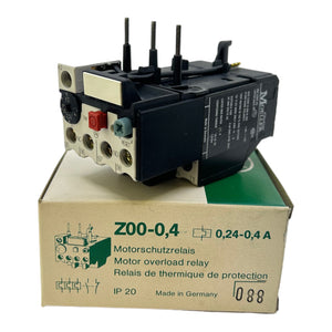 Klöckner Moeller Z00-0.4 motor protection relay 0.24-0.4A 1NO+1NC IP20 5kA 