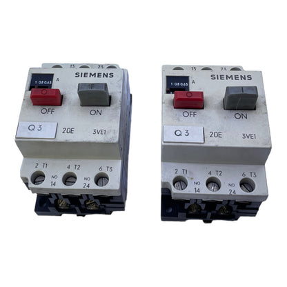 Siemens 3VE1020-2F motor protection switch 0.63 - 1A AC3 380...660V 12 A VE:2 