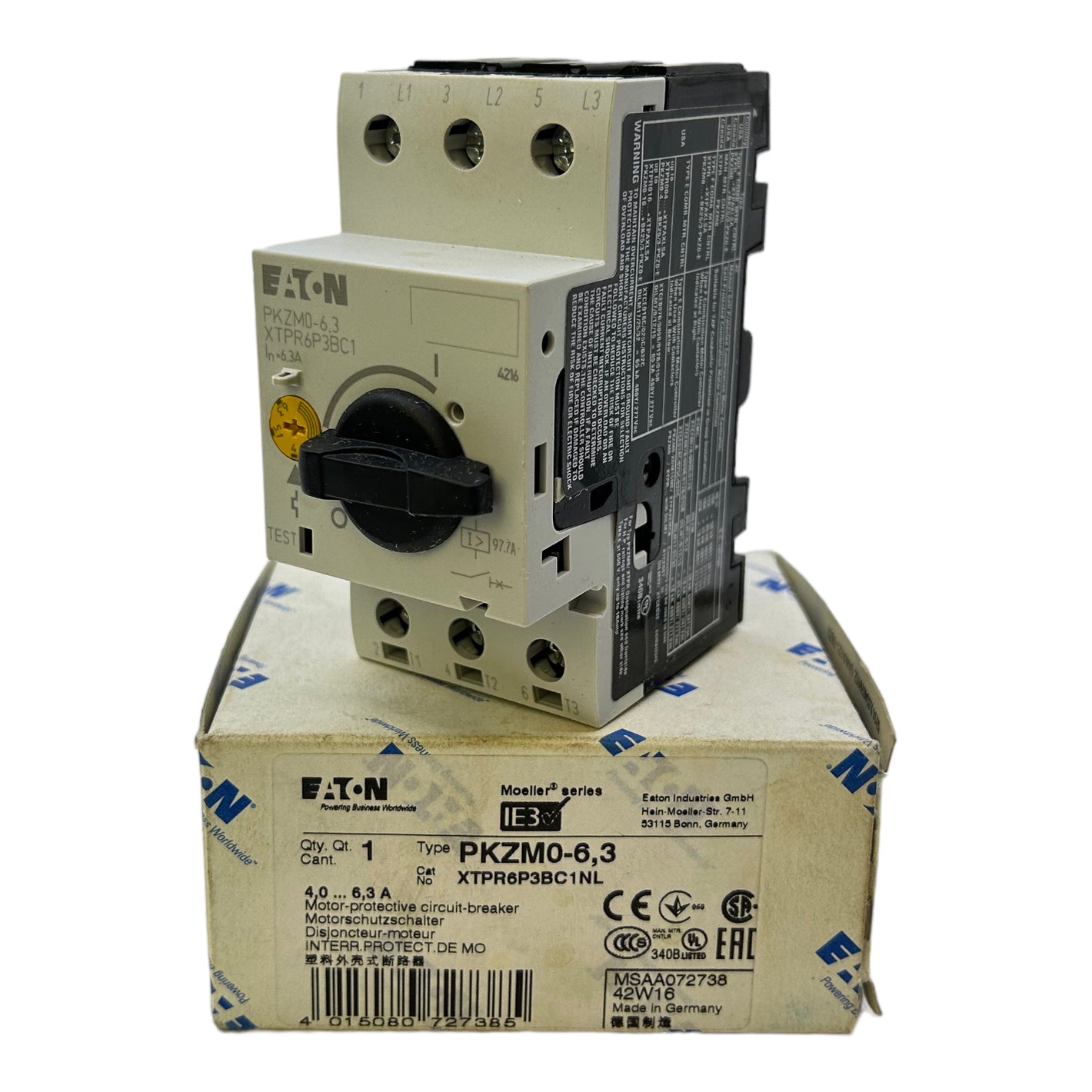 Moeller PKZM0-0.63 motor protection switch 400V/50Hz/3ph IP20, 0.40 - 0.63A MoellerMoeller PKZM0-0.63 motor protection switch 400V/50Hz/3ph IP20, 0.40 - 0.63A Moeller