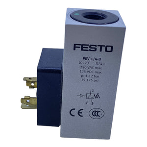 Festo PEV-1/4-B pressure switch 10773 250V AC 125V DC 1-12bar 