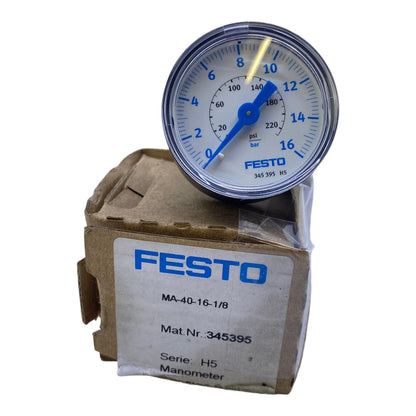 Festo MA-40-16-1/8 pressure gauge 345395 0 to 16 bar 