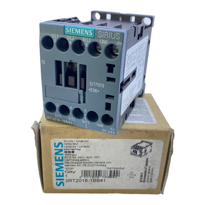 Siemens 3RT2016-1BB41 power contactor 24V DC 3-pole 400V AC 9A 