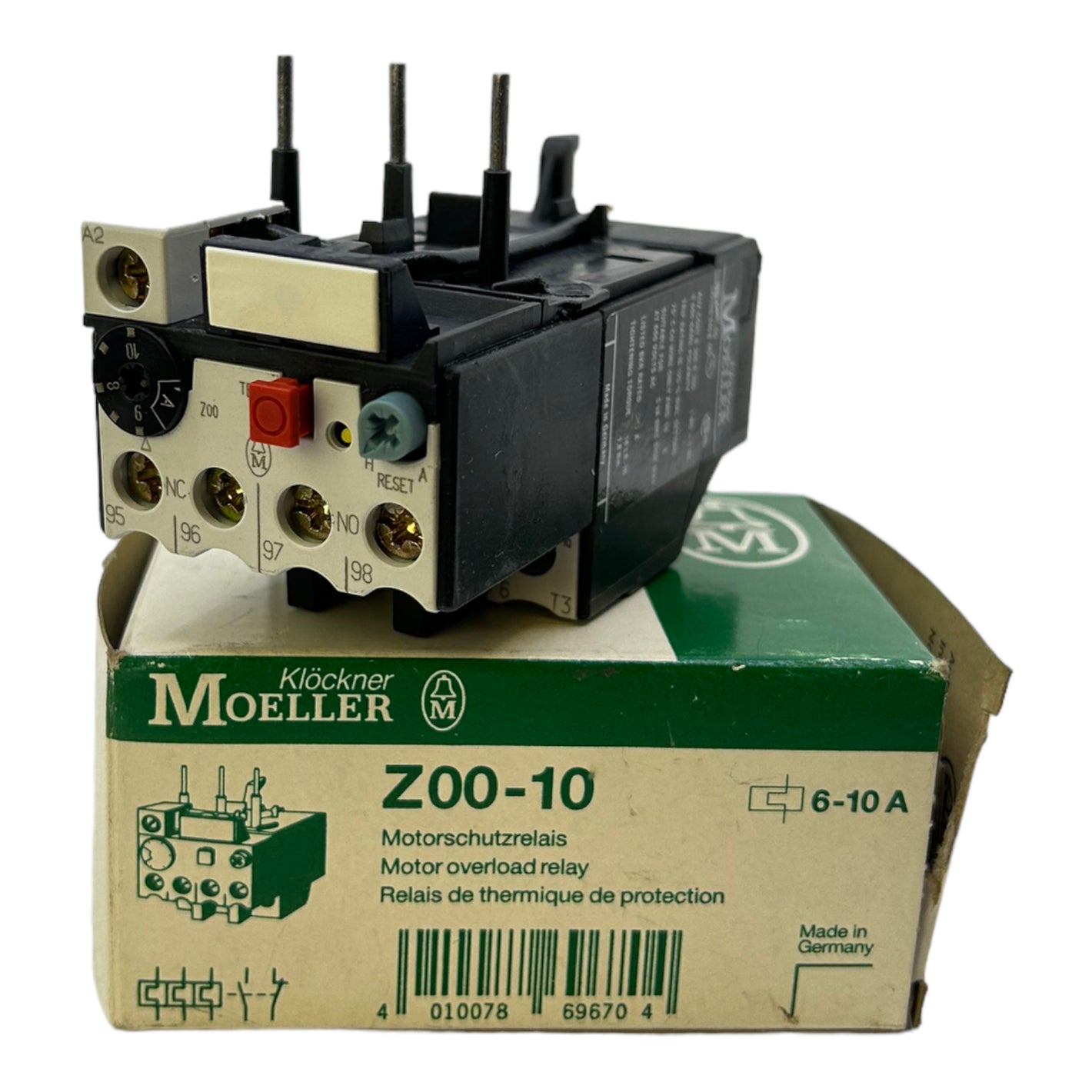Klöckner Moeller Z00-10 motor protection relay 220/240V AC 6-10A 1NO + 1NC relay 