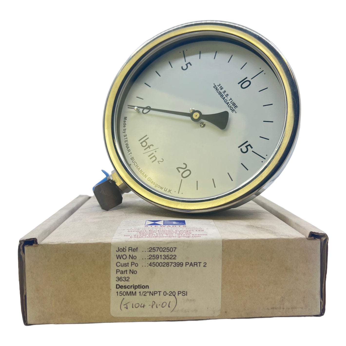 Stewarts 3632 Pressure Gauge Pressure Gauge 0-20 PSI 150mm 1/2"NPT Pressure Gauge 