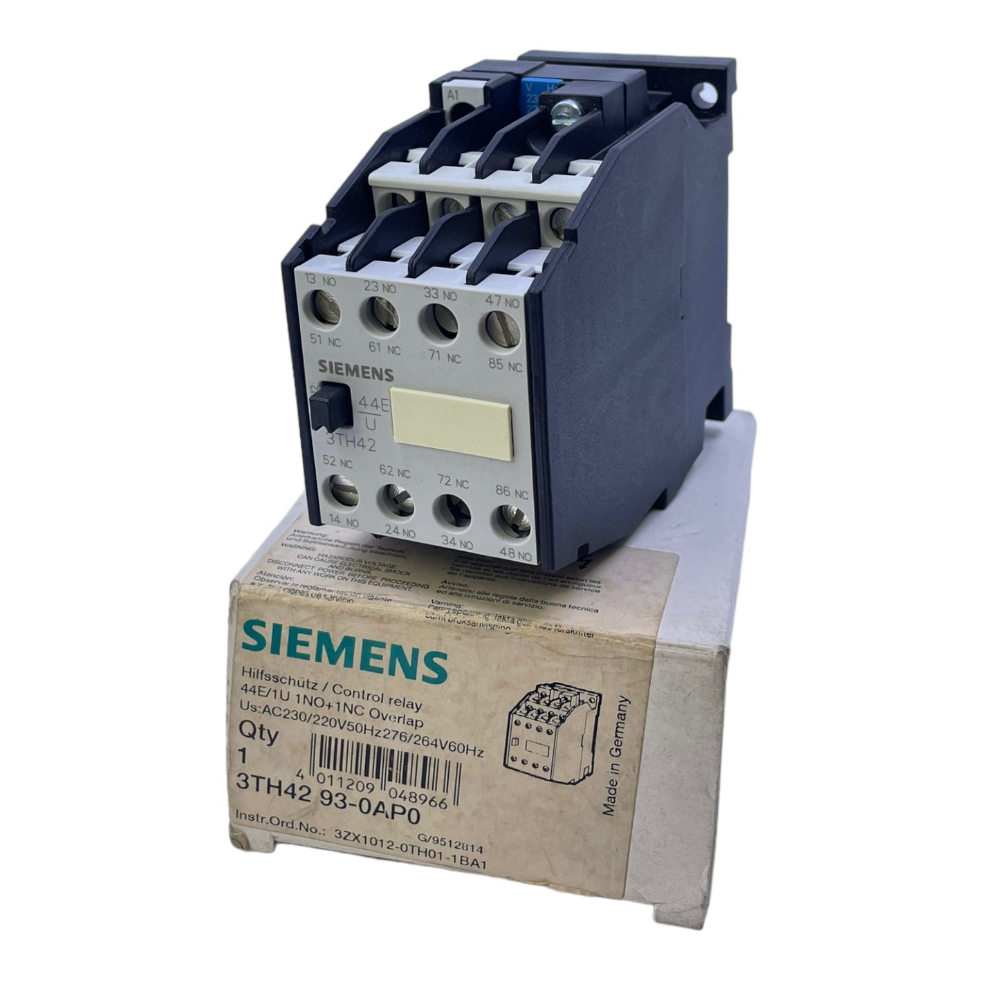 Siemens 3TH4293-0AP0 auxiliary contactor 230V AC 50 Hz 277V AC 60 Hz 