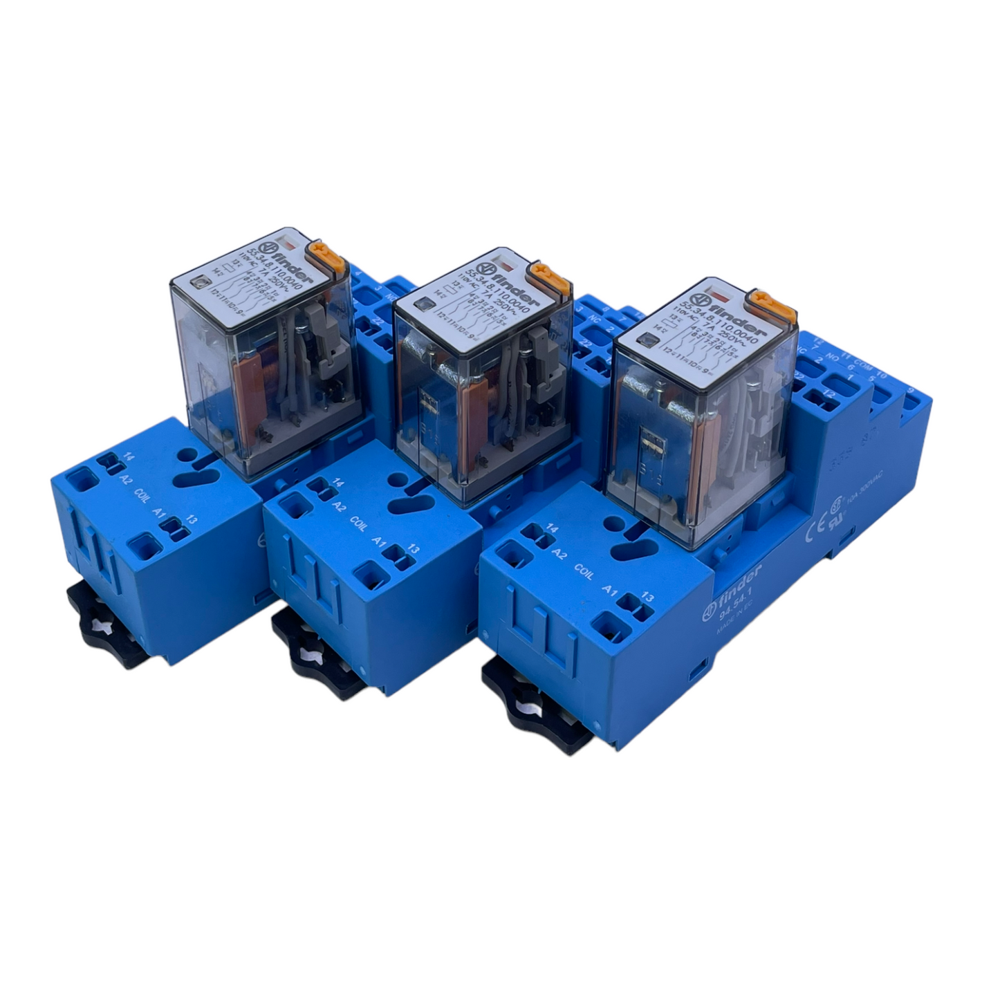 Finder 55.34.8.110.0040 base relay +94.54.1 250V 7A relay pack: 3 pieces. 