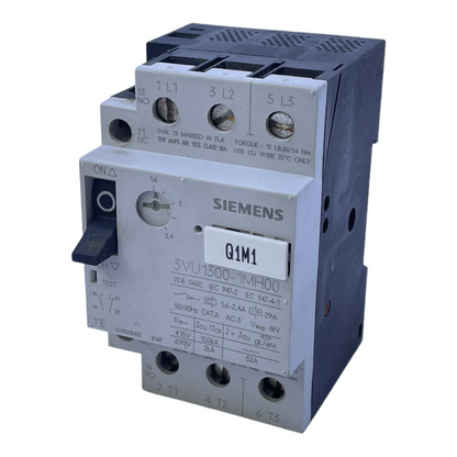 Siemens 3VU1300-1MH00 circuit breaker 50/60Hz 1.6-2.4A 6kV 