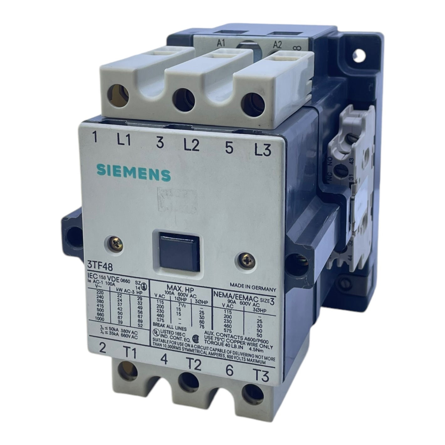 Siemens 3TF48 Leistungsschütz für industriellen Einsatz Siemens 3TF48 Schütz 3TF