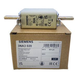 Siemens 3NA3020 fuse link 500V 50A VE:3STK 