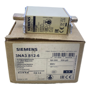 Siemens 3NA3812-6 NH fuse link 32A 690V AC 250V DC PU: 3PCS 