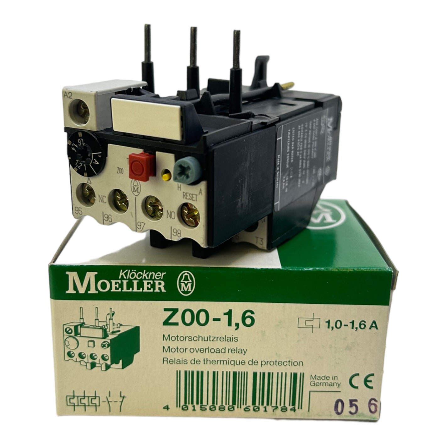 Klöckner Moeller Z00-1,6 motor protection relay 1,0-1,6A 1NO+1NC IP20 