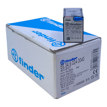 finder 55.34.9.024.0040 relay 24V DC 250V 7A pack of 9 pieces