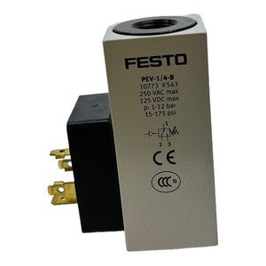 Festo PEV-1/4-B pressure switch 10773 3Hz 250V/AC 125V/DC 1 to 12 bar 5,000 mA 