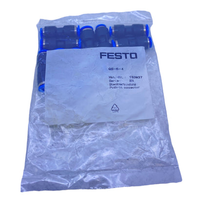 Festo QS-6-4 plug connection 153037 push-pull principle -0.95… 6bar PU: 10pcs 