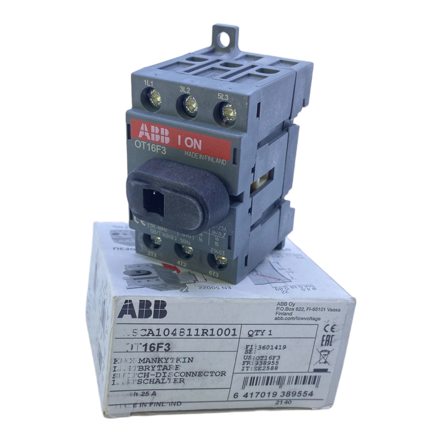 ABB OT16F3 Circuit Breaker 1SCA104811R1001 3 Pole 16A DIN Rail 7.5kW 750V AC 