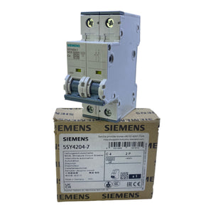 Siemens 5SY4204-7 miniature circuit breaker 400V 10kA 50-60Hz 4A 2-pole 