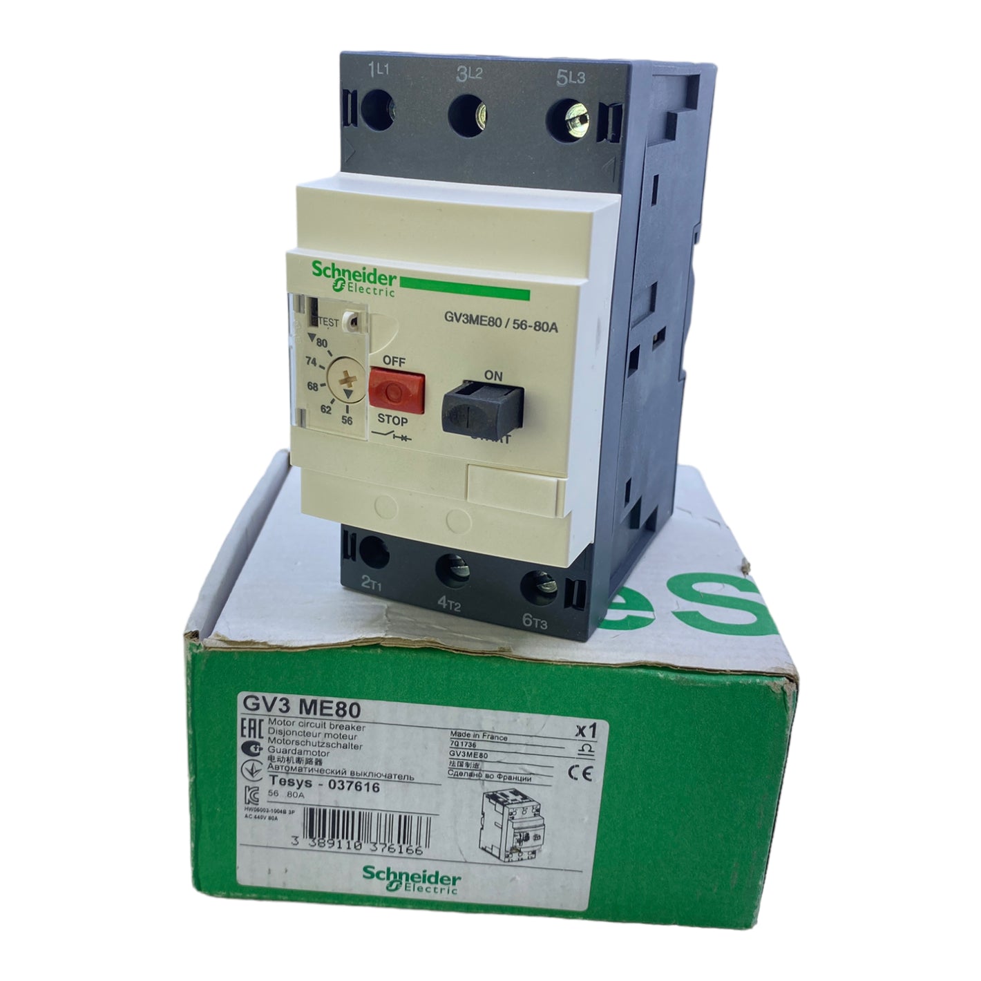 Schneider Electric GV3ME80 motor protection switch 037616 56-80A 3-pole 