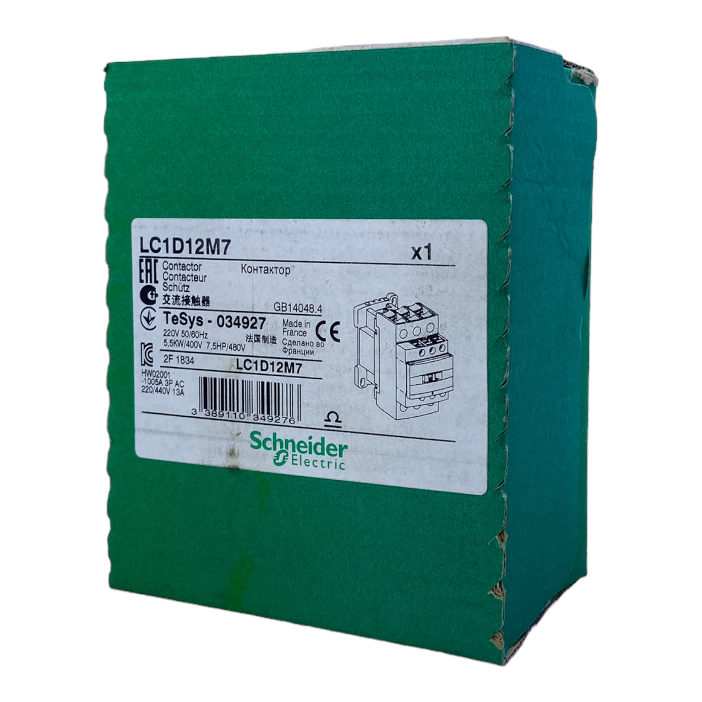 Schneider LC1D12M7 power contactor 220V 50/60Hz 5.5kW 400V 