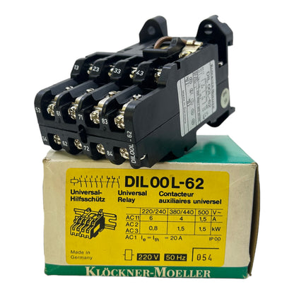 Klöckner Moeller DIL00L-62 Universal auxiliary contactor 50Hz 220/240V AC 6A 0.8kW 