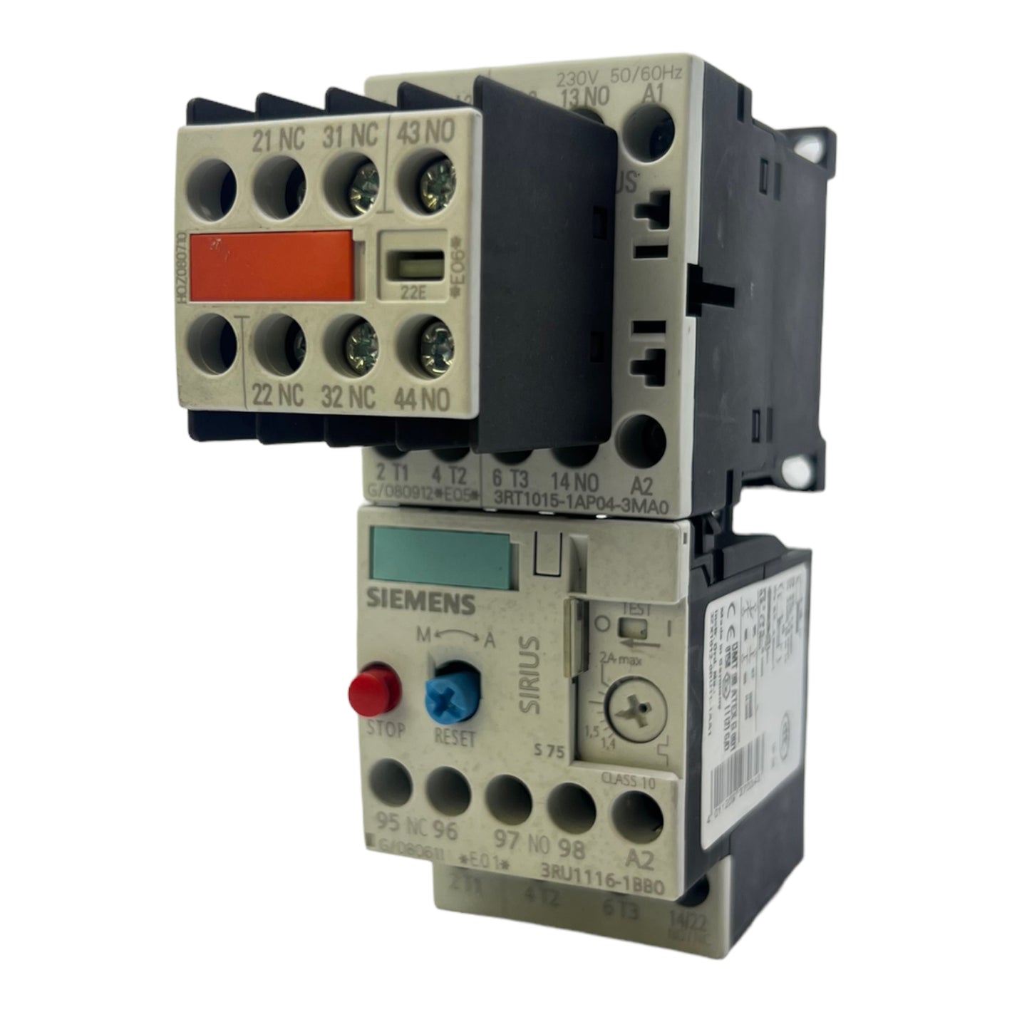 Siemens 3RU1116-1BB0 overload relay +3RT1015-1AP04-3MA0 +3RH1911-1HA12-3AA1 