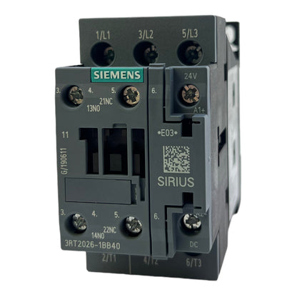 Siemens 3RT2026-1BB40 power contactor AC-3 25A 11kW 400V 24V DC 3-pole contactor 