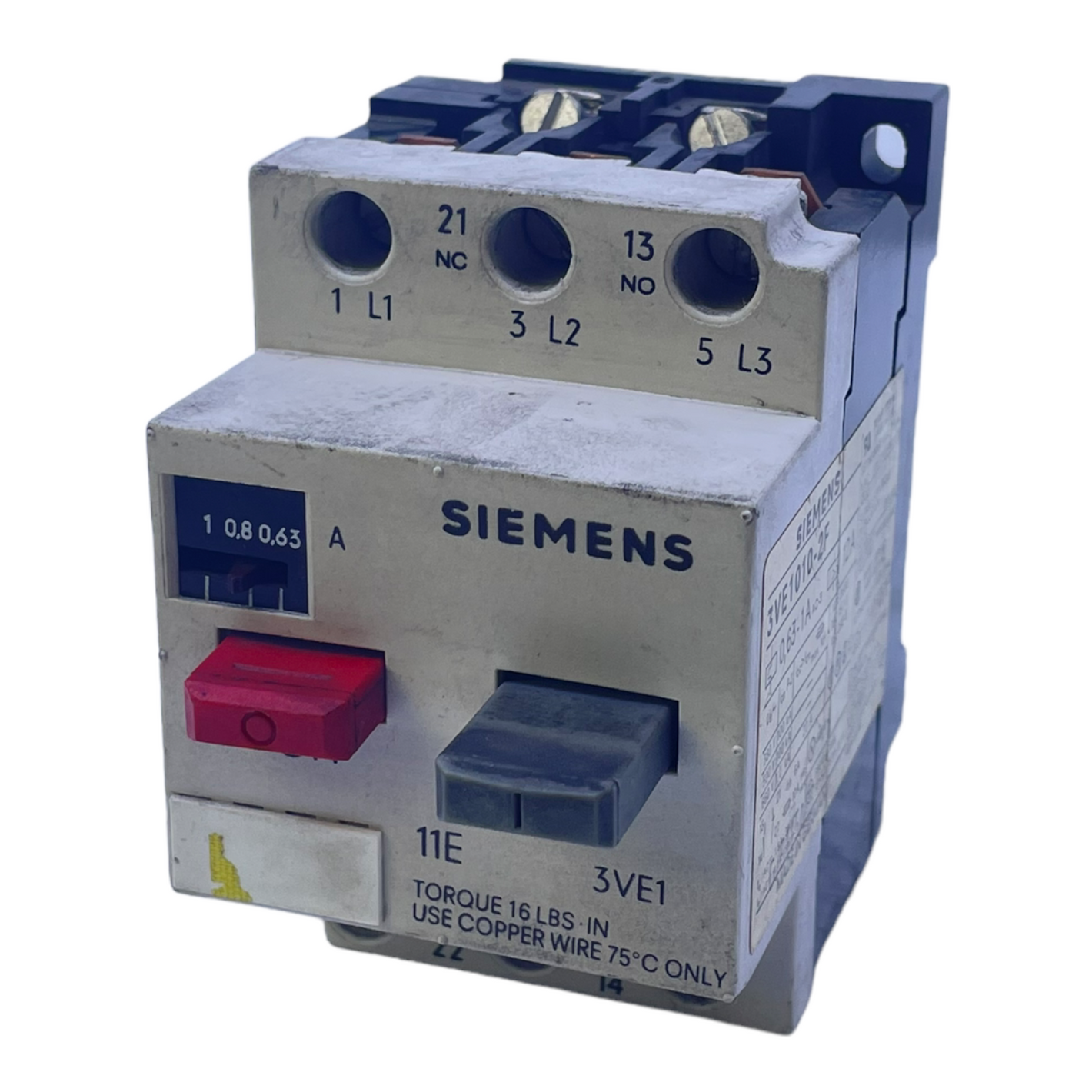 Siemens 3VE1010-2F Manual Motor Switch 0.63-1A 300V AC