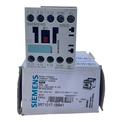 Siemens 3RT1017-1BB41 power contactor 24V DC 5.5kW 400V 50Hz