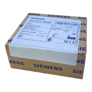 Siemens 5SU1354-7KK06 circuit breaker 230V AC 6A 30 mA 1P+N 