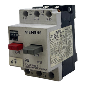 Siemens 3VE1020-2L motor protection switch 500V motor protection 