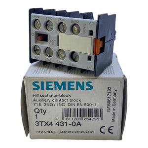 Siemens 3TX4431-0A Auxiliary switch block 71E 3NO+1NC 230V 4A 400V 3A 500V 2A 