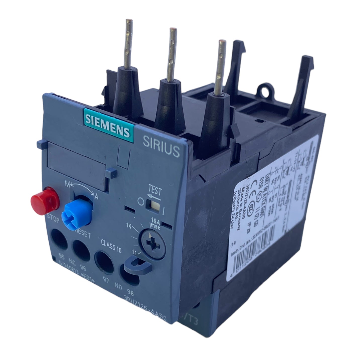 Siemens 3RU2126-4AB0 overload relay 690V 16A 