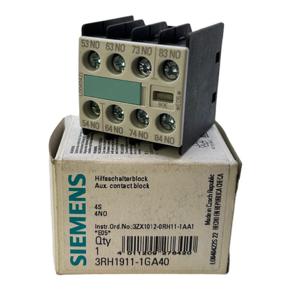 Siemens 3RH1911-1GA40 auxiliary switch block IP20 4-pole 6kV 690V auxiliary switch block 