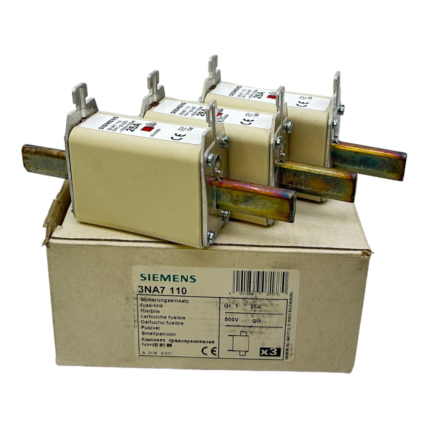 Siemens 3NA7110 fuse insert 25A pack of 3 fuse insert 