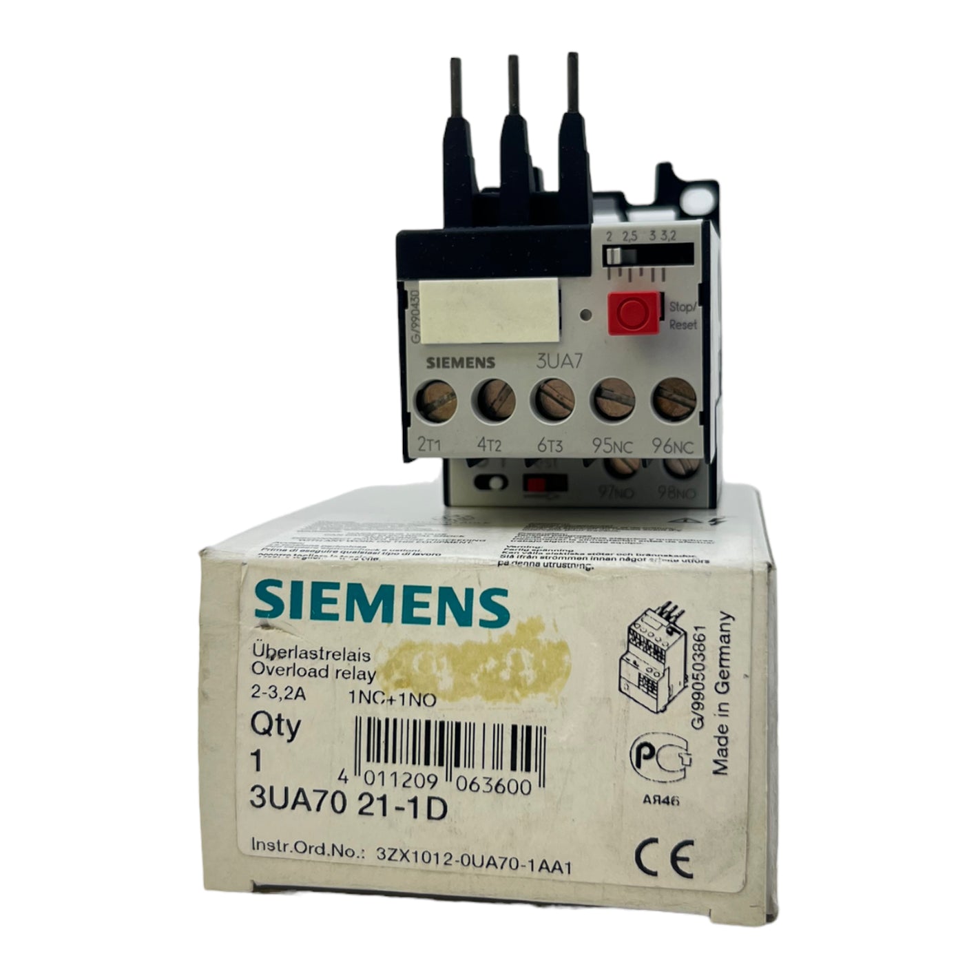 Siemens 3UA7021-1D overload relay 2-3.2A 1NC+1NO Siemens Relay 
