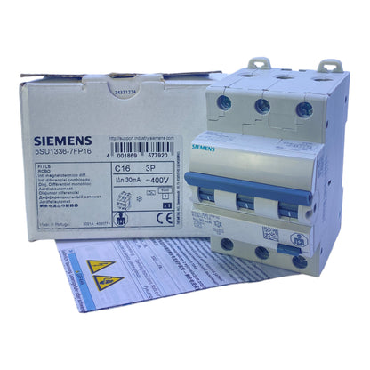 Siemens 5SU1336-7FP16 switch 6kA 30mA C-Char 16A 400V 