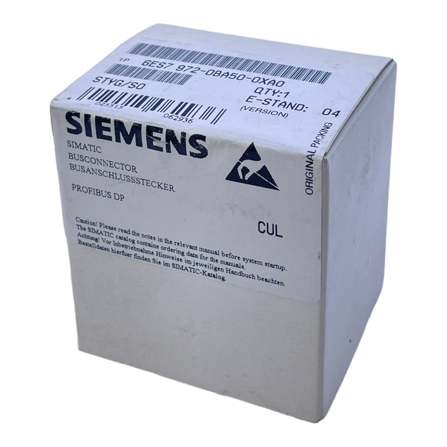 Siemens 6ES7-972-0BA50-0XAO PROFIBUS bus connector 