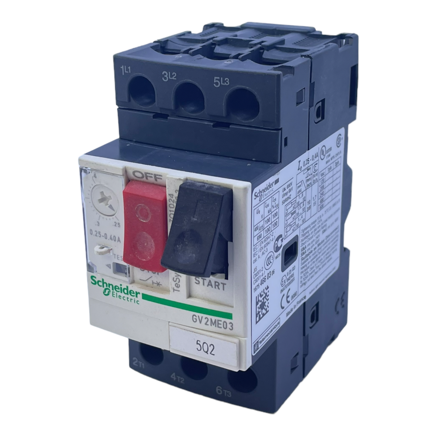 Schneider GV2ME03 circuit breaker 6kV 50/60Hz 0.25-0.4A