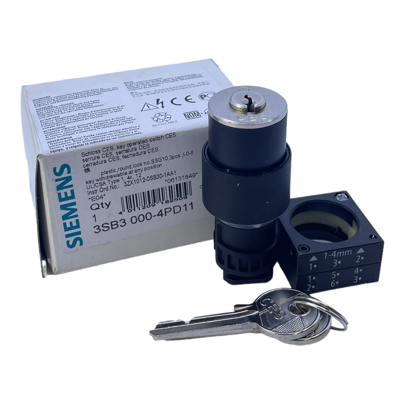 Siemens 2SB3000-4PD11 key switch 3-6mm key switch Siemens