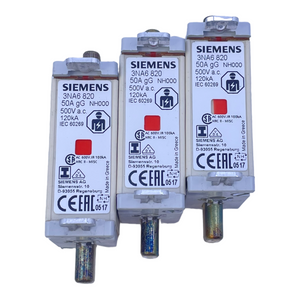 Siemens 3NA6820 50A-gG NH fuse set 50A 500V AC 120kA PU:3pcs