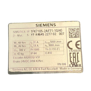 Siemens 1FK7105-2AF71-1QH0 Servomotor für industriellen Einsatz Servomotor