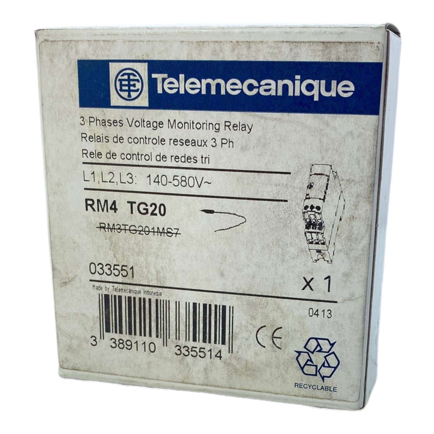 Telemecanique RM4TG20 grid monitoring relay 3-pole 140-580V AC 50/60 Hz 