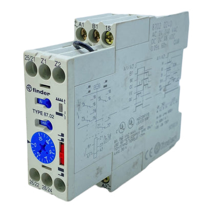 Finder 87.02.0.240 time relay DIN rail 24 → 240 V ac 