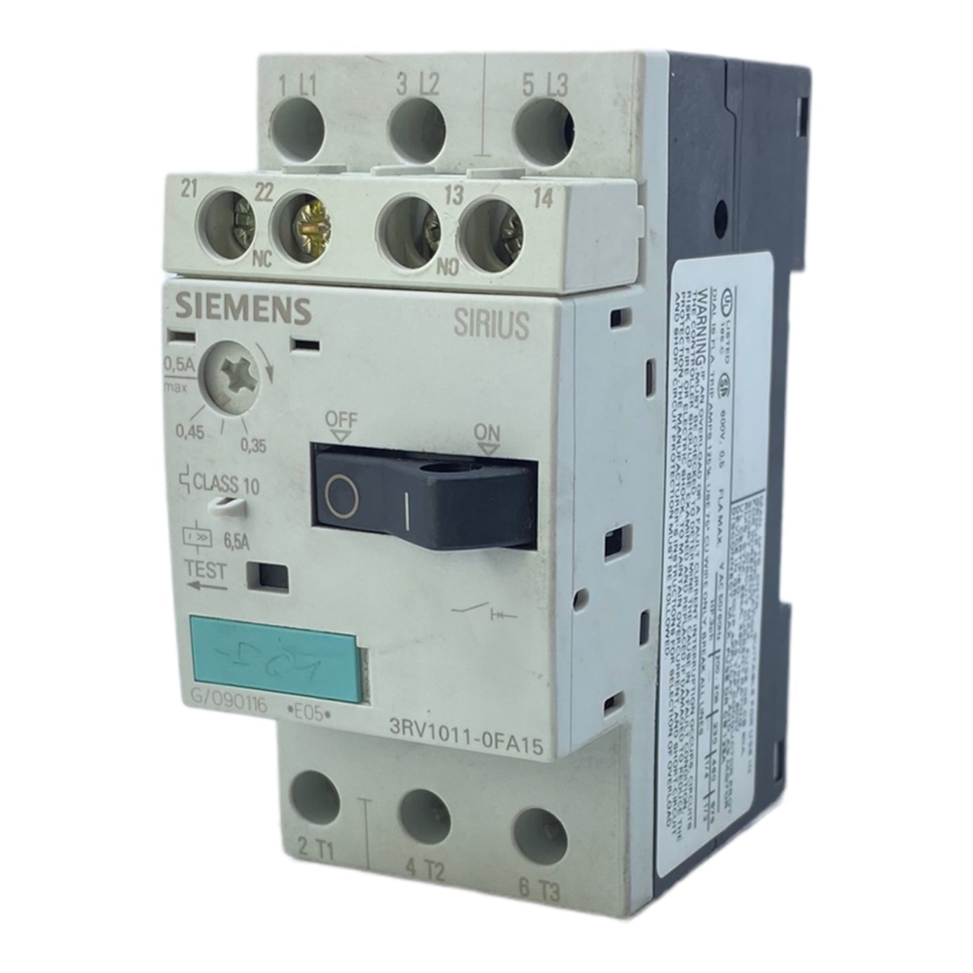 Siemens 3RV1011-0FA15 motor protection switch 0.35 → 0.5 A SIRIUS 