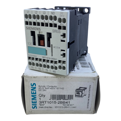 Siemens 3RT1015-2BB41 power contactor AC-3: 7A 3kW 400V / 24V DC 3-pole 