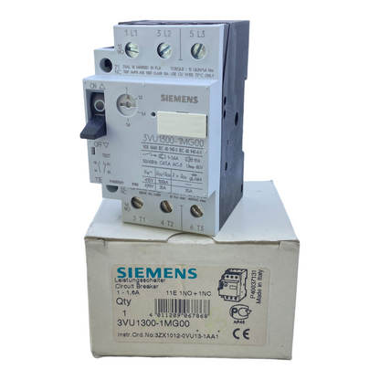 Siemens 3VU1300-1MG00 circuit breaker 1 - 1.6A 50/60Hz 415V 