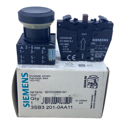 Siemens 3SB3201-0AA11 push button 400V AC12 10A / AC15 6A 230V 