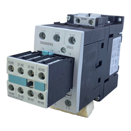 Siemens 3RT1034-1BB44 power contactor +3RH1921-1HA22 32A 15kW 400V 24VDC 3-pole 